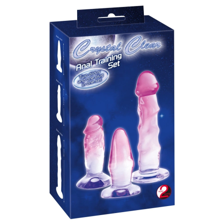 Crystal Clear Set of 3 Transparent Anal Training Devices PVC Suction Base