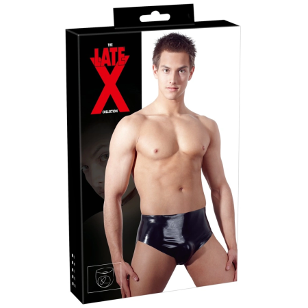LateX Men's Latex Briefs XL with Inflatable Internal Plug, Black