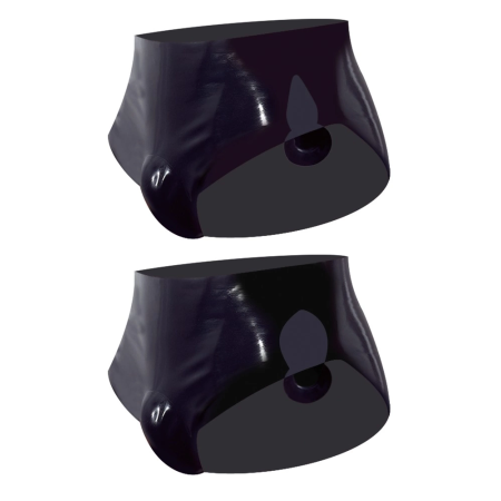 LateX Men's Latex Briefs with Inflatable Plug M Black 0.4mm