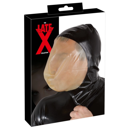 LateX Vacuum Face Mask 0.4mm with Back Zipper Black Latex