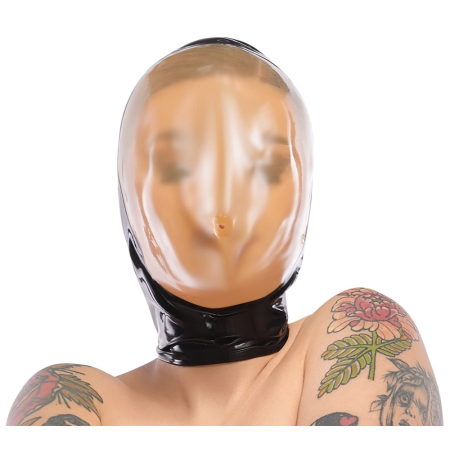 LateX Vacuum Face Mask 0.4mm with Back Zipper Black Latex