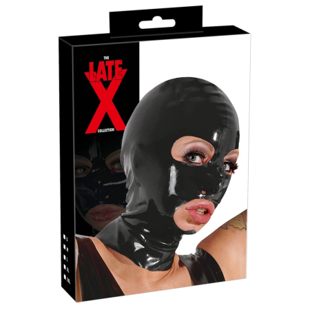 LateX Classic Head Mask Black 0.4mm Natural Rubber, Eye & Mouth Openings