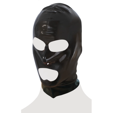 LateX Classic Head Mask Black 0.4mm Natural Rubber, Eye & Mouth Openings