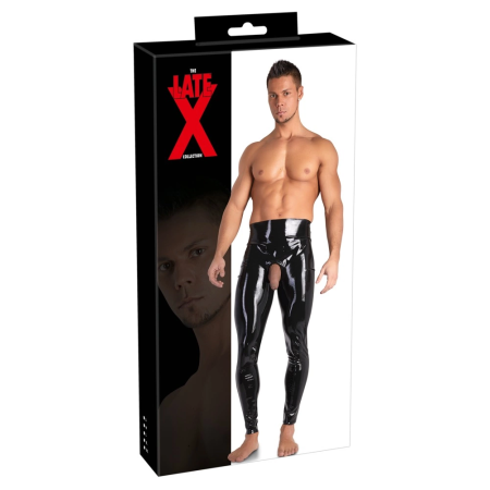 LateX 2XL Men's Latex Leggings with Anatomical Opening, Black