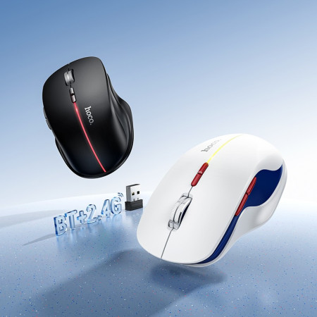 Belaidė pelė Hoco GM40 RGB balta