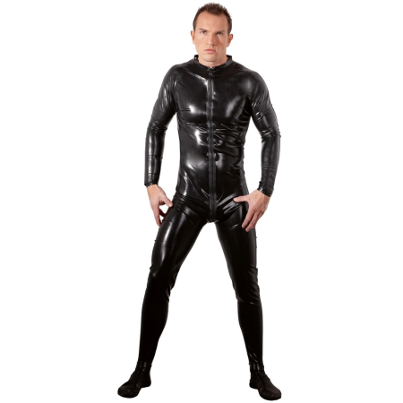 Cottelli Collection Men's Latex Jumpsuit XL Black 0.4mm 3-Way Zip