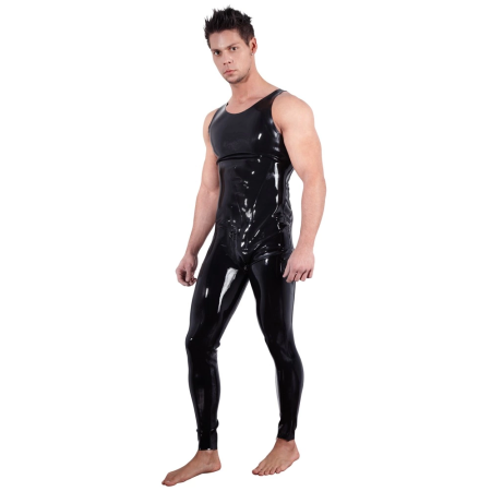 LateX Men's Latex Jumpsuit XL with Full-Length Front Zipper Black