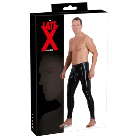 LateX Latex Leggings XL with Anatomical Sleeve, Black, 0.4 mm