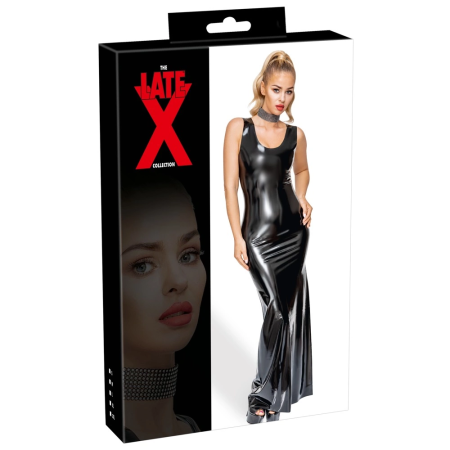 LateX Long Black Latex Maxi Dress S - Sleek Fitted Natural Rubber