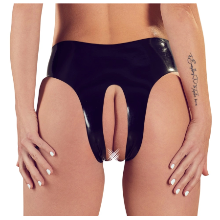 LateX Black Crotchless Briefs S-L - Skin-Tight Natural Rubber Design