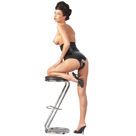 LateX Model 3422 Waist-High Latex Briefs Open Crotch L Black