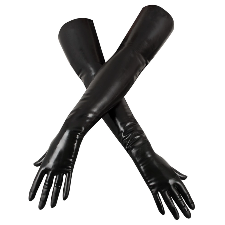 LateX Elbow-Length Latex Gloves S, Shiny Black, 0.35 mm