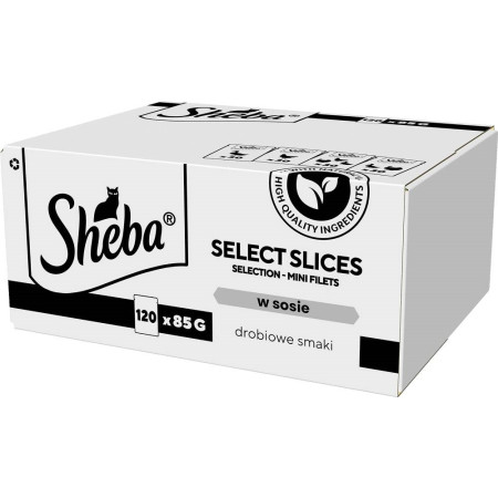 SHEBA Selection Select Slices vištienos skoniai padaže - Mokra karma katėms - 120x85g