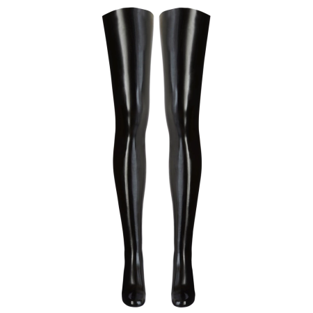 LateX Thigh-High Stockings Black S/M - Shiny Latex Finish