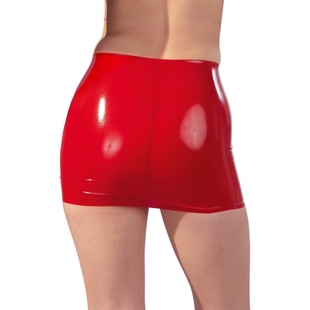 LateX Mini Skirt Red L - Shiny Latex, Figure-Hugging Design