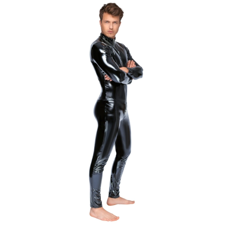 Black Level Vinyl Catsuit S - Shiny 4-Way Stretch Jumpsuit, Black
