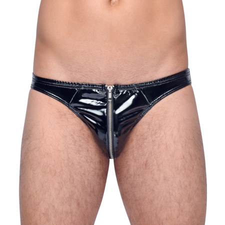 Black Level Vinyl Briefs XL - Shiny 4-Way Stretch Black Underwear
