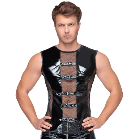 Black Level Vinyl Sleeveless Shirt M - Bi-Elastic, Mesh Inserts