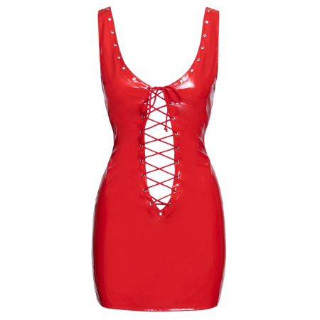 Black Level Vinyl Dress Red L - Shiny Sleeveless Fitted Design