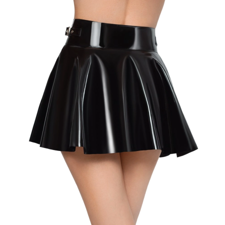Black Level Vinyl Mini Skirt S - Flared Design, Side Buckles