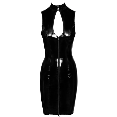 Black Level Vinyl Dress XL with Adjustable Back Lacing, Shiny Finish