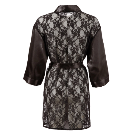 Cottelli Collection Lace Kimono S/M - Satin & Floral Mesh Robe