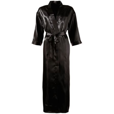 Cottelli Collection Satin Kimono Black 2XL/3XL Elegant Robe