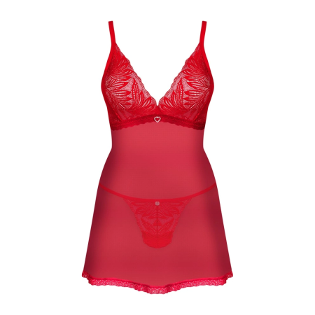 Obsessive Chilisa Babydoll Set XL/2XL Pink Lace Adjustable Back