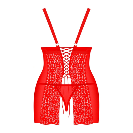 Obsessive Blossmina Chemise Red Plus Size 4XL/5XL Adjustable Straps