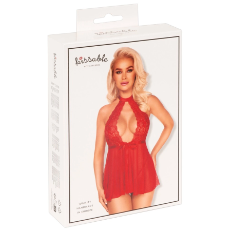 Kissable Babydoll Red L/XL - Floral Lace & Powernet Set