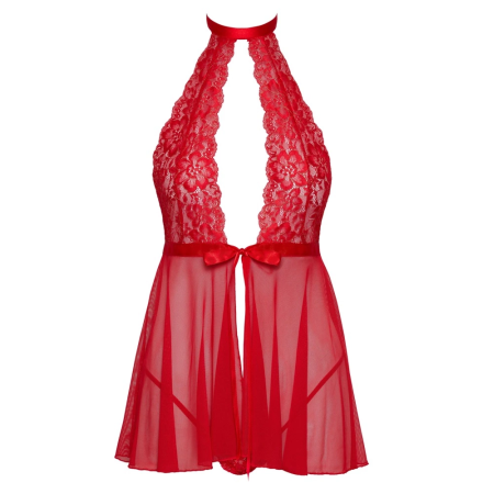 Kissable Babydoll Red L/XL - Floral Lace & Powernet Set
