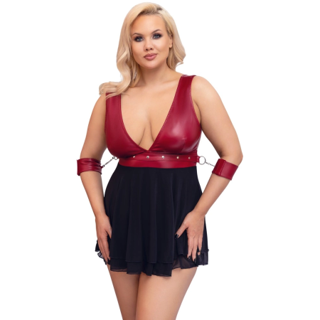 Cottelli Bondage Plus Babydoll 4XL Red Matte Look with Adjustable Restraints