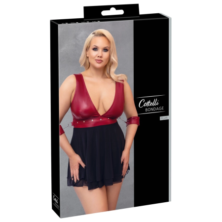 Cottelli Bondage Plus Babydoll Red 3XL Adjustable Straps & Powernet