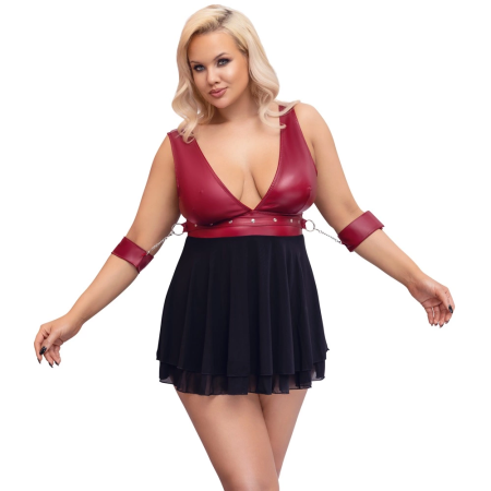 Cottelli Bondage Plus Babydoll Red 3XL Adjustable Straps & Powernet
