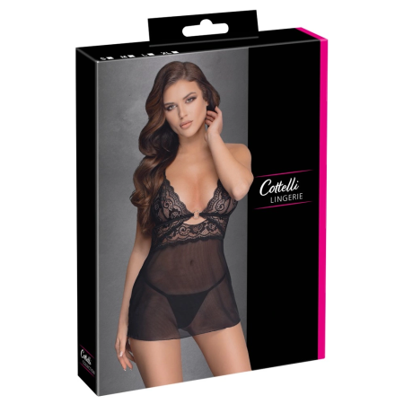 Cottelli LINGERIE Babydoll Ring L Transparent Lace Powernet Set