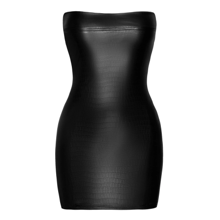 Noir Tube Dress XL Black Crocodile Embossed Wetlook Finish