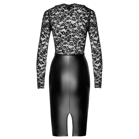 Noir Handmade M Lace & Powerwetlook Elegant Dress - Black, Knee-Length