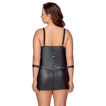 Cottelli Bondage Plus Dress XL Matte Black with Handcuffs Set