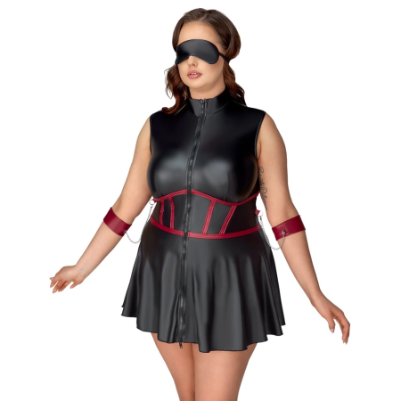 Cottelli Bondage Plus Dress XL - Black Matte, Adjustable Arm Cuffs, Mask