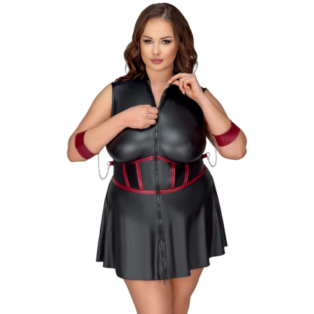Cottelli Bondage Plus Dress XL - Black Matte, Adjustable Arm Cuffs, Mask