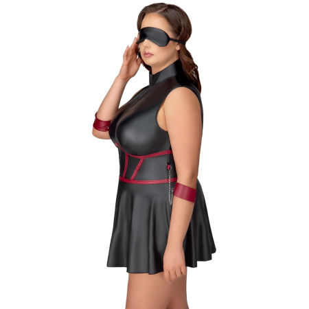 Cottelli Bondage Plus Dress XL - Black Matte, Adjustable Arm Cuffs, Mask