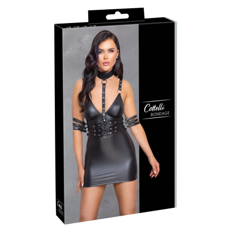 Cottelli Bondage Dress XL - Matte Black Adjustable Straps & Belts