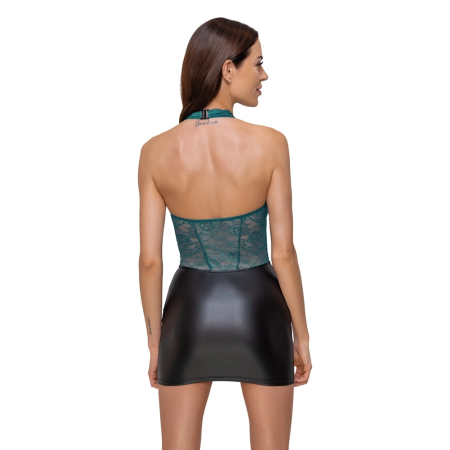 Cottelli Lingerie Dress Black/Teal L - Elegant Lace & Matte Look, Open Back