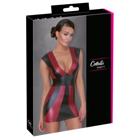 Cottelli Collection Party Dress Red/Black L - Fitted Matte Design