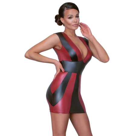 Cottelli PARTY Dress Red/Black M - Fitted Stretch Matte Look