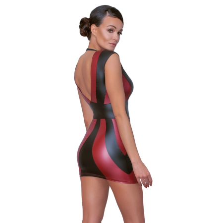 Cottelli PARTY Dress Red/Black M - Fitted Stretch Matte Look