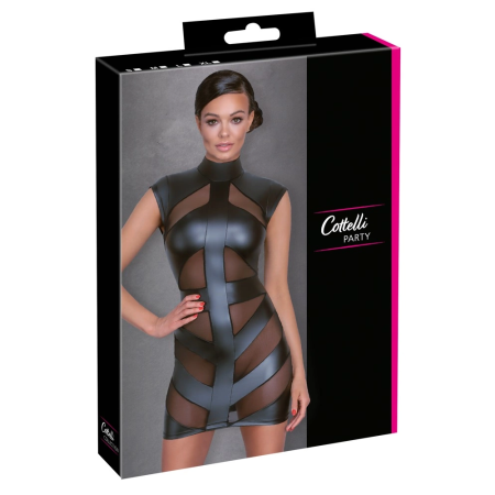 Cottelli PARTY Dress L Black Matte Finish with Powernet Accents