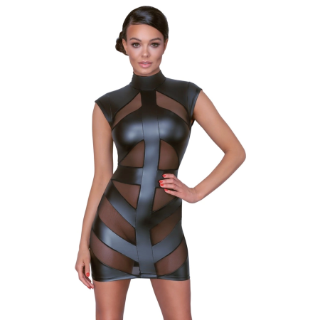 Cottelli Party Dress M Black Matte with Powernet Inserts