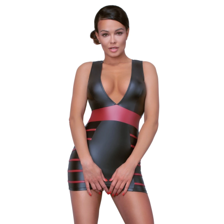 Cottelli PARTY Dress Black/Red XL - Fitted Stretch Panel Design