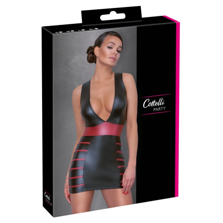 Cottelli PARTY Dress Black/Red S - Matte Look, Figure-Enhancing Design